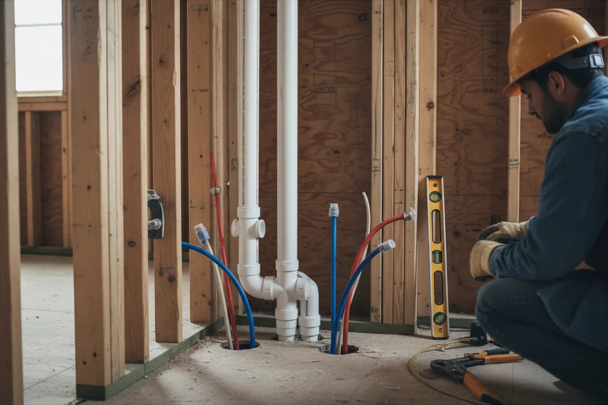 Drain and supply rough-in during Drain Cleaning in Sarepta